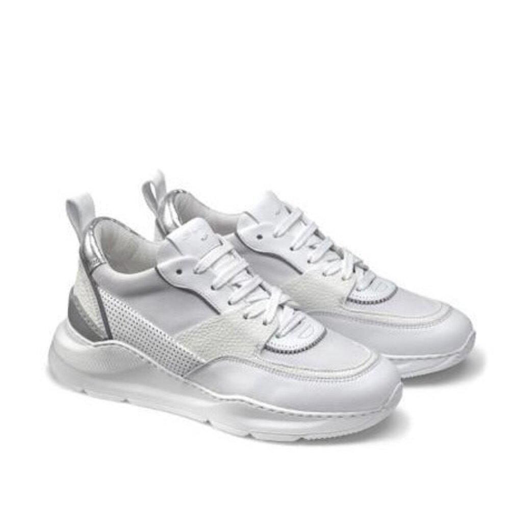 SANTONI White Leather Sneaker - EU 40 / US 10W